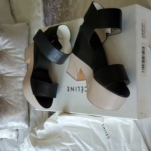 SOLD Stunning Céline Black leather Platform Sandals Size 41